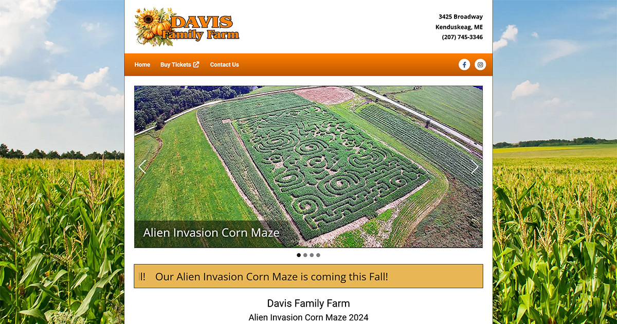 Davis Family Farm Corn Maze — farm_fall_attraction in Kenduskeag, ME